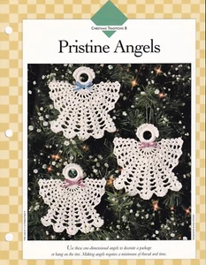 PRISTINE ANGELS Christmas Ornament Pkg Trim Pattern Vanna's Afghan Crochet Club - Picture 1 of 2