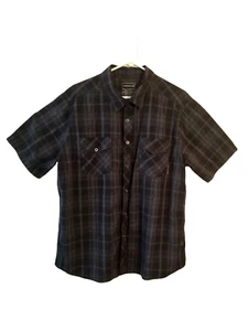 Merrell Opti-Wick UFP 30+ Black Gray Plaid Shirt Men's Size L PIT TO PIT 25 IN - Picture 1 of 4