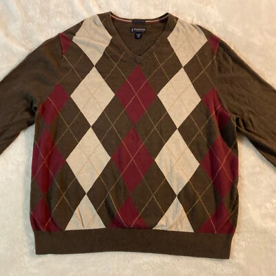 Suéter Argyle Colección Stafford Talla 2XL 100% Algodón Pima Golf Preppy Abuelo Foto 1 de 4