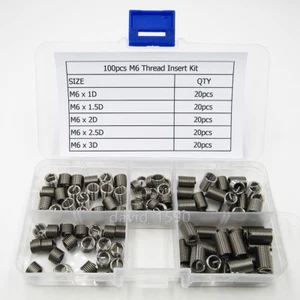 100pcs M6 x 1.0 Stainless Steel Helicoil Thread Insert Assortments Metric Coarse - Picture 1 of 6