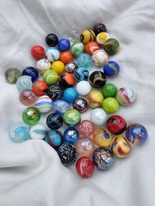 A Random Mixed Selection of 40 Beautiful Glass Marbles, All New, 14-16mm. - Picture 1 of 2