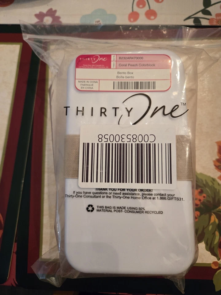 Thirty-One Bento Box en bloque de color coral - Nuevo en paquete Foto 1 de 3