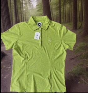 $86 Footjoy Pinehurst Embroidered 1895 FJ Golf Polo Ladies Interlock Med Lime - Picture 1 of 6