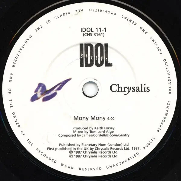 Billy Idol Mony Mony (Live) Vinyl Single 7inch Chrysalis Records - Bild 1 von 1