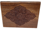 Vtg Hand Carved Floral Hinged Wood Jewelry Trinket Treasure Box 11"X8"X2" Read