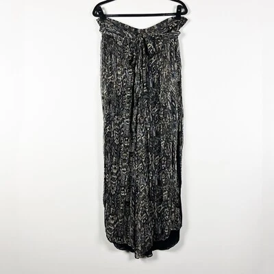 Pantalón Pantalón IRO Gixie Negro Gris Estampado Abstracto Gasa Pierna Ancha 36 Foto 1 de 4