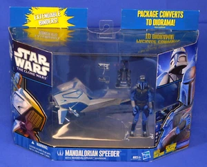 STAR WARS CLONE MANDALORIAN WARRIOR FIGURE WITH SPEEDER 2010 SEALED - Picture 1 of 6