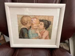 Vintage Framed Print of Three Girl Friends Title " Cut My Finger" - Picture 1 of 8
