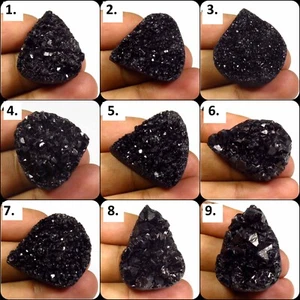 Black Titanium Crystal Agate Cabs 29-67Cts Natural Titanium Druzy Gemstone TND-A - Picture 1 of 28