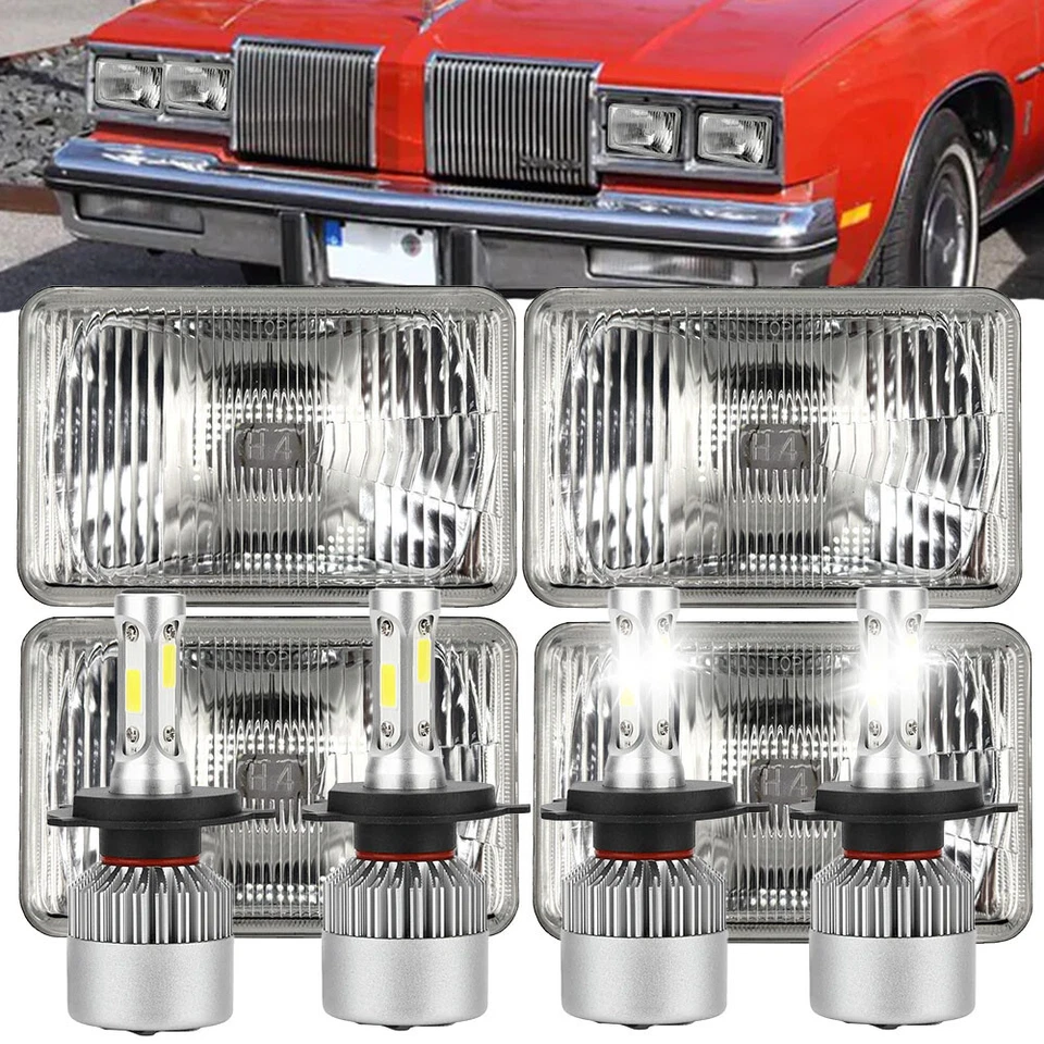 For 1980 - 1988 Oldsmobile Cutlass Supreme 4x6" Led Headlights Hi/Lo Beam 2pcs - Image 1 of 4