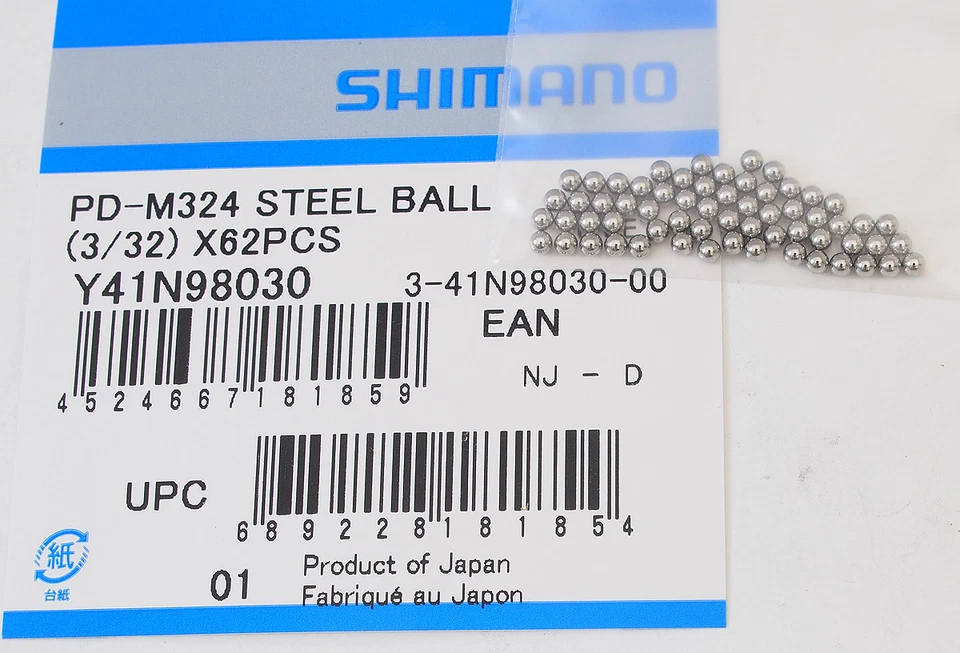 Ремонт педалей горного велосипеда Shimano RB 3/32 дюйма стальной подшипник шарик 62 шт., подлинные детали - Изображение 1 из 1