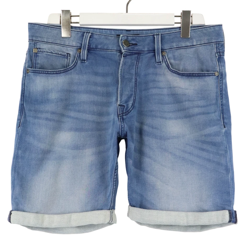 Pantalones Cortos JACK & JONES Calce Regular Para Hombre MEDIANOS Denim Elastizados Botón Mosca Desteñido Foto 1 de 4