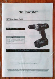 Drill Master 18 Volt Cordless Drill Instructions Owner's Manual Booklet 68239 - Picture 1 of 1