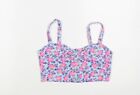 New Look Womens Blue Floral Cotton Cropped Tank Size 10 Sweetheart - Bralette To