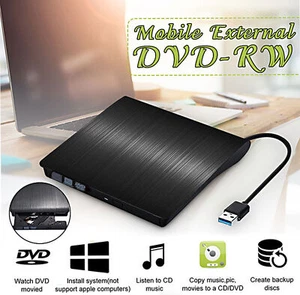 External CD DVD Drive USB 3.0 Writer Burner Player for PC Laptop Windows 11 10 - Picture 1 of 14