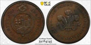 1811 Gran Bretaña Somerset Bristol y Gales del Sur Penny D-98 Virtute PCGS AU58 - Imagen 1 de 1