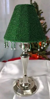 Lámpara de luz de té con cuentas verde pantalla de cuentas cromo soporte de luz de té NV1 Foto 1 de 4