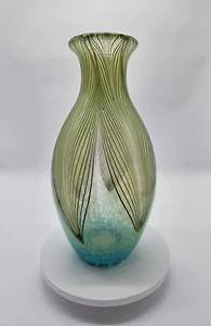 Rare Cristalleria Ann Primrose Murano Pulled Feather Art Glass Vase  13" Tall - Picture 1 of 5
