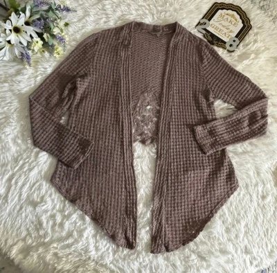 Charlotte Russe Mujer Suéter Cárdigan Frente Abierto Alto Bajo Rosa Encaje Talla M Foto 1 de 4