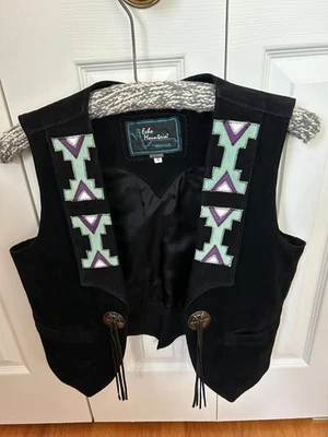 Chaleco Echo Mountain de Arturo Negro Turquesa Cuero Gamuza Mujer Chaleco Talla 10 Foto 1 de 4