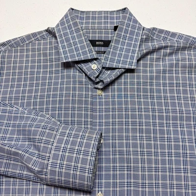 BOSS Hugo Boss Dress Shirt Mens 17 36/37 Plaid Regular Fit Long Sleeve - Image 1 of 4