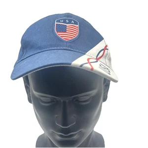 USA Hat Blue White USA Flag Hat Blue Adjustable Hat Blue USA Adult Size Hat - Picture 1 of 12