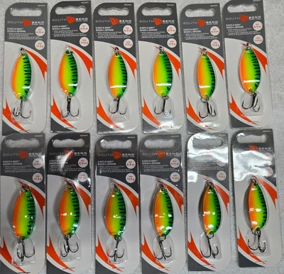 Paquete de 12 cucharas South Bend Kast A Way Shud-L 2/5 oz Fire Tiger SBKM25-FRT, ¡NUEVAS! Foto 1 de 3