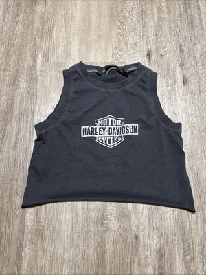 Regata feminina vintage Harley Davidson XS cinza crop top - Imagem 1 de 4
