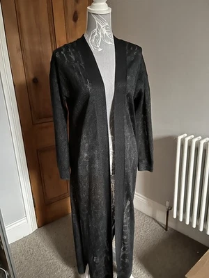 Cárdigan All Saints Kaito Frente Abierto Brillante Patrón Jaquard Gris Oscuro Talla s Foto 1 de 4