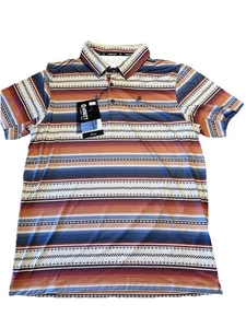 Polo de golf Hooey para hombre mediano The Weekender vaquero multi rayas aztecas - Imagen 1 de 8