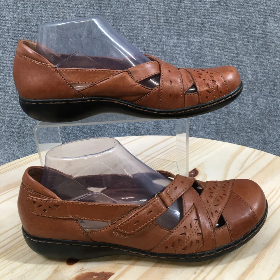 Женские кожаные повседневные туфли Clarks Bendables 8,5 M коричневые Ashland Spin Mary Jane - Изображение 1 из 4