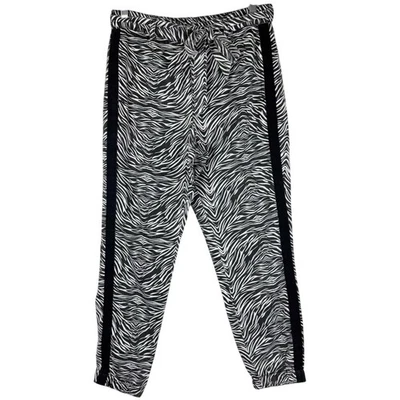 Pantalón Jogger Pam & Gela Mujer Faja de Tigre Alto Bolsa de Papel Negro/Blanco Talla S Foto 1 de 4