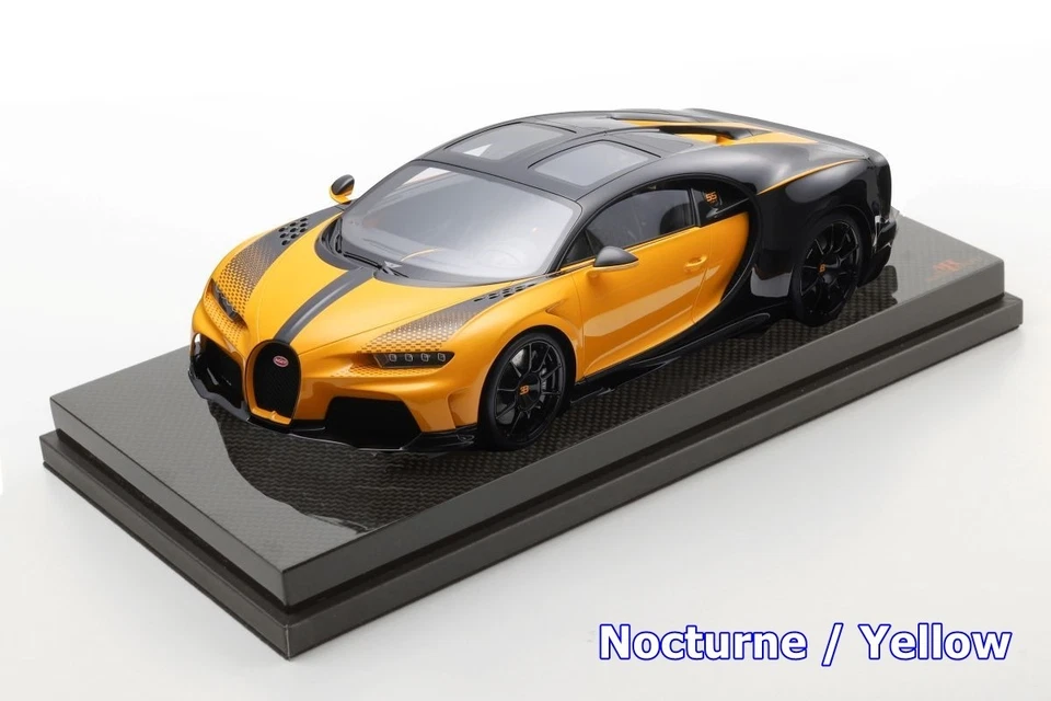 Próximamente MR Bugatti Chiron Super Sport Nocturne/amarillo sobre base de carbono 1/18 Foto 1 de 1