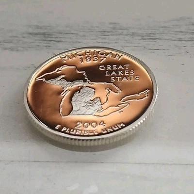 2004 - S Cameo PROOF 90% SILVER "Michigan" Washington Quarter~ Free Shipping! - Image 1 of 4