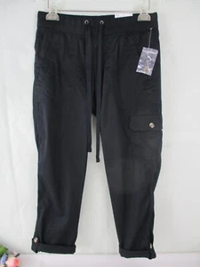 NWT Sonoma sz. 6 Black Comfort Waist Utility Crop Capri Pants Stretch Cotton - Picture 1 of 13