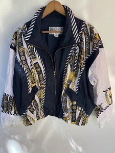 Vintage GIACCA Petite Unique Windbreaker Jacket Zipper Pocket M - Picture 1 of 7