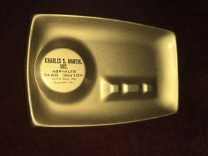 VINTAGE ADVERTISING METAL ASHTRAY, CHARLES S. MARTIN, INC. ASPHALTS - Picture 1 of 5