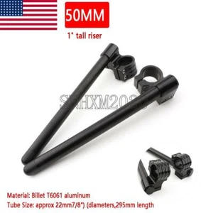 50MM Black 1" Riser Clip-On Handlebars For Suzuki GSXR600 GSXR750 GSXR1100 USA - Picture 1 of 5