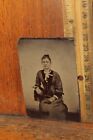 Antique Tin-Type Tintype Photograph Photo Civil War Era Pretty Lady