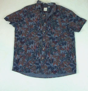 Rowan Short Sleeve Shirt Mens XL Button Up Pockets Blue Floral - Picture 1 of 10