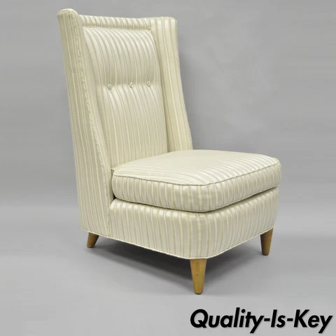Paul Laszlo Upholstered Slipper Lounge Chair Barrel Wing Back Mid Century Modern Cover