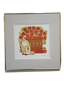 Original Offset Lithograph  " Cat & Flowers " By DAVID WEIDMAN , Pencil signed.  - Picture 1 of 13