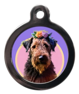 Pet ID tag Airedale Terrier Hippy Picture tag  2 sizes - Picture 1 of 2