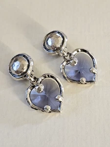 Ilias Lalaounis Sterling Silver 925 Purple Stone Heart Earrings. Clips. - Picture 1 of 7
