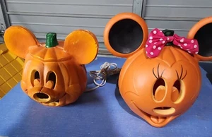 Disney HALLOWEEN BLOW MOLD Mickey & Minnie Mouse LIGHT UP Jack O Lantern Pumpkin - Picture 1 of 7