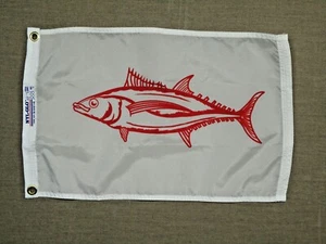 Albacore Tuna Red White Indoor Outdoor Dyed Nylon Boat Flag Grommets 12" X 18" - Imagen 1 de 2