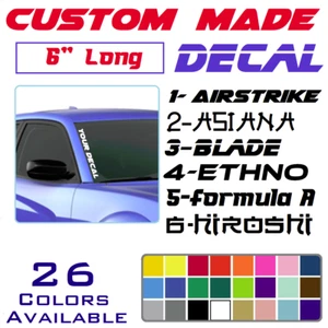 6" Long CUSTOM SPORT Decal ANY TEXT NAME Personalized Sticker, 26 Colors (4-6) - Picture 1 of 10