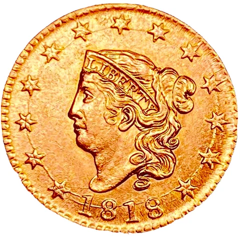 1818 Coronet Head Large Cent, Red, Dipped Or Polished Cover