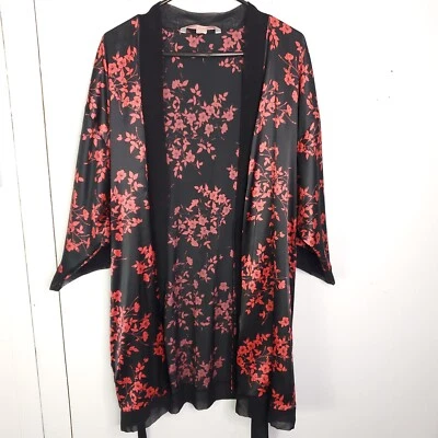 Victoria's Secret халат женщин один размер галстук талии шелковистый очень сексуальный красный черный - Изображение 1 из 4