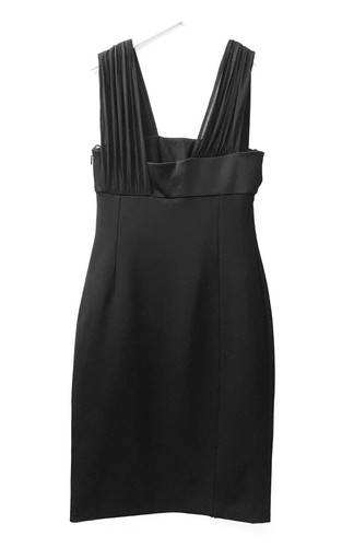 Abito Versace con orlo in chiffon e cinturino asimmetrico nero a balze £1090 nuovo con etichette IT42 UK10